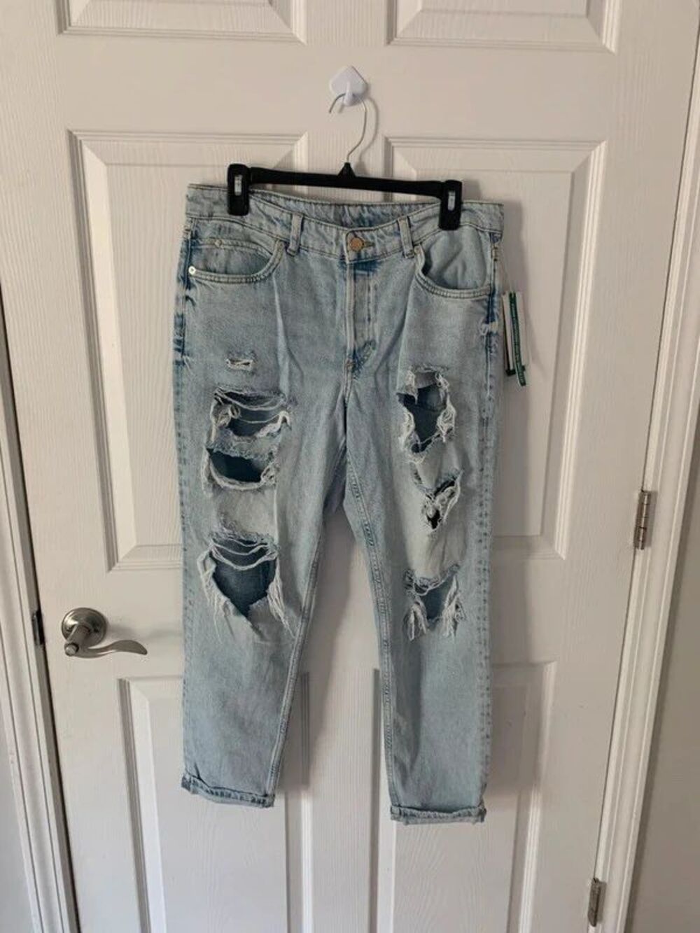Light Wash Heavy Distressed Boyfriend Jeans NWT